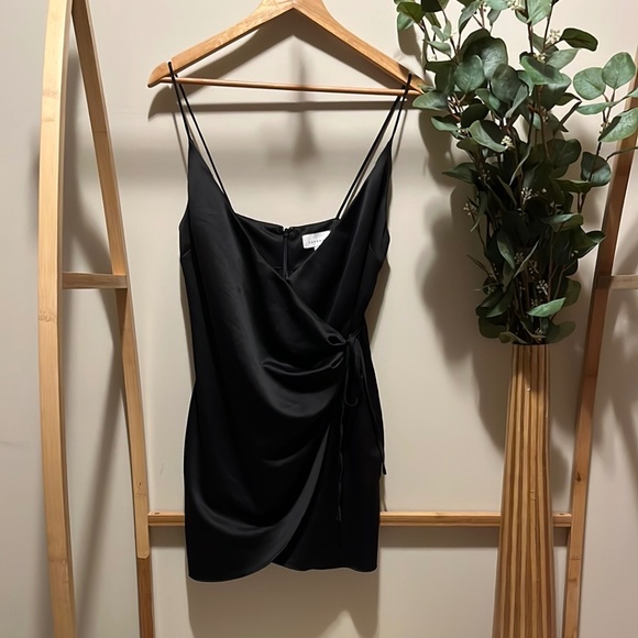 Topshop Black Satin Faux Wrap Spaghetti Strap Top - Picture 1 of 5